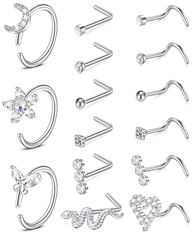 Mayhoop Anillos para Piercing de Nariz en Acero Quirúrgico - Joyas de Fosa Nasal para Hombres y Mujeres