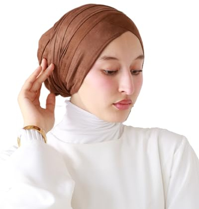 Lamis Hijab Muslimsk kvinna TU-5 mocka-slip-on turban, brungrått, One Size