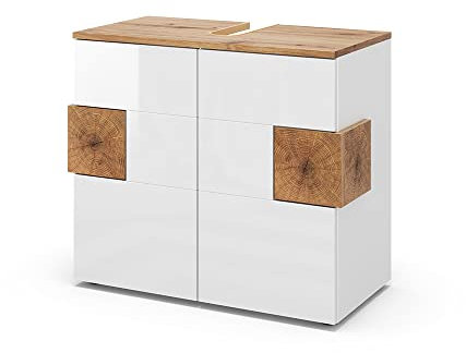 Vicco Waschbeckenunterschrank Weiß Eden 73x64x37 cm - Unterschrank für das Badezimmer, Viel Stauraum für Badutensilien