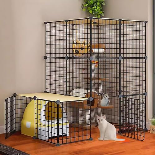 Pucaru Katzengehege im Freien für Hauskatzen, Katzenkäfig, Katzenhaus-Balkon-Laufstallplattformen, DIY-Zwinger-Kisten-Übungsplatz (Size : C-111x75x109)