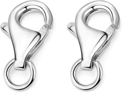 2 Pezzi Argento 925 Chiusure per Braccialetti,9mm Chiusura Moschettone con 3.5mm Anelli di Salto,Gancetti per Braccialetti Chiusure per Collane Chiusure Collane,Accessori per Collane-Argento