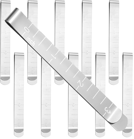 10 PCS Stainless Steel Sewing Clips 4.21 Inch Hemming Clips Set Measurement Ruler Sewing Clip Supplies for Fabric Quilting Pinning Marking Accessories