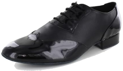 MGM-Joymod Uomo Classica Moda Allacciatura Punta Chiusa Salsa Tango Samba Jazz Rumba Sala da Ballo Latino Moderno Scarpe da Ballo Sera Scarpe da Sposa,Nero 2.5cm, 46 EU