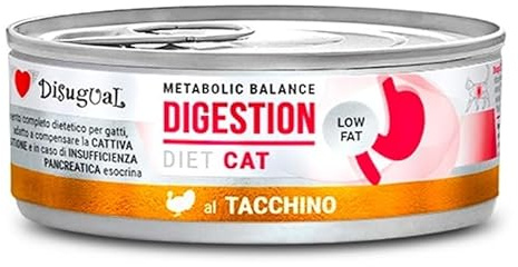 Disugual Dieta Gato Digestión Low Fat | Necesidades Nutricionales Especiales | Varios Sabores y Mezclas | (12x85Gr, Pavo)