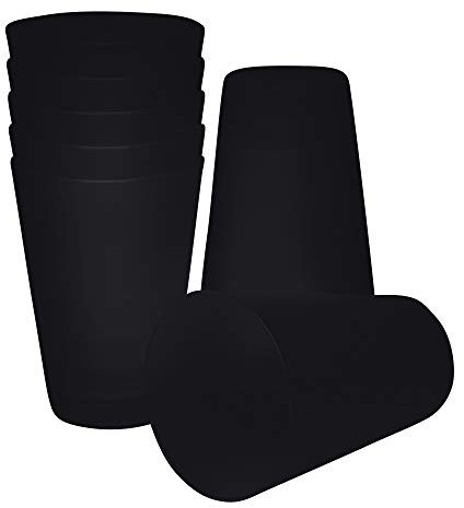 S&S-Shop Mugg 400 ml valbar färg och mängd, hårdplastmugg för fest, barnmugg, stapelbara plastmuggar 0,4 l, återanvändbara plastmuggar, tandborstkoppar och cocktailglas (20, svart)