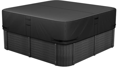 VEVOR Cubierta para Jacuzzi de Exterior 1930 x 1930 x 508 mm Cubierta de Bañera Cuadrada Resistente a la Intemperie Funda para Piscinas de Tejido Oxford 600D Resistencia al Desgarro de 950 N, Negro
