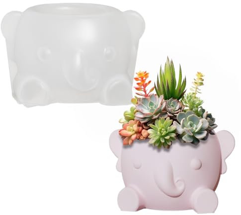 FineInno Silicone Planter Resin Mould Elephant Candle Holder Resin Moulds Silicone for Epoxy Tealight Candlestick Jar Moulds for DIY Plant Pot Jewelry Trinket Organizer