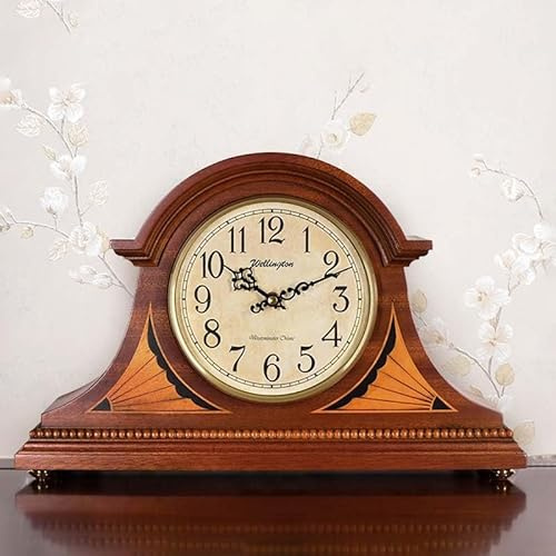 Relojes de mesa con campanillas – Reloj de mesa de madera que funciona con pilas para chimenea, escritorio de oficina, estante y decoración del hogar
