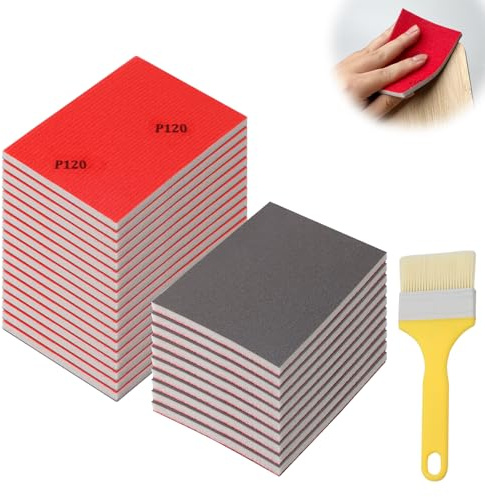 Hexizexi 28 Pcs Grits Sanding Sponge Set P1000 Flexible Foam Filled Sanding Pads Washable and Reusable Wet and Dry Blocks Sandpaper Sheets for Wood Metal Paint Models Furniture Polishing