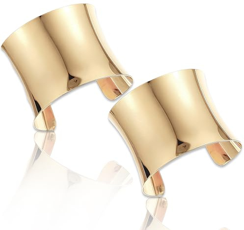 iuiiaii 2 Pcs Chunky Gold Bracelet Gold Bracelet for Women, GOld Bangles for Women Open Wide Wire Summer Jewellery GoLd Jewellery for WomEn Wide GolD Bracelets for WomeN C-Shaped Arm BraceleT