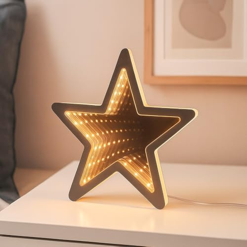 Ideen mit Herz | Stella LED Infinity | Stella luminosa con effetto tunnel luminoso | Decorazione per finestra di Natale | con funzione timer | a batteria | 20 cm x 19 cm