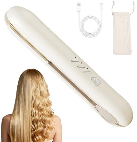 Mini Piastra per Capelli, Piastra Capelli da Vaggio, piastra per Capelli corti, piastra da viaggio per capelli, 2 in 1 Hair Straightener, Temperatura 200°C, piastr a Ricaricabile Senza Fili