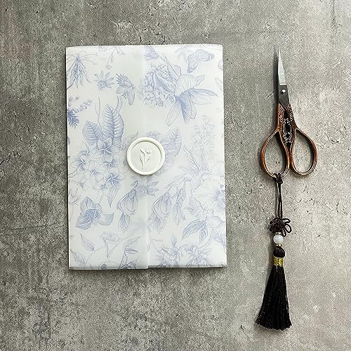 FFDSDUH Invitation Cards Vellum Jacket Cards, Blue Flower Wrap Suitable for a 5 x 7 Wedding Invitation(80pcs)