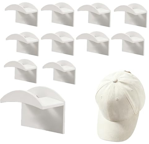 12 Pcs Hat Hooks,Adhesive Cap Holder Hat Hooks for Wall for Baseball Caps