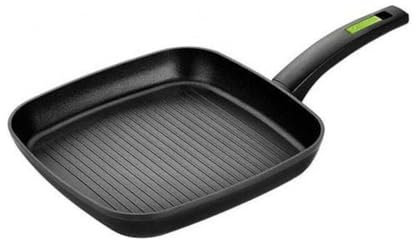 Monix Green | Grill 28 cm con rayas, aluminio forjado, mango de baquelita termoresistente, apta para todo tipo de cocinas incluida inducción