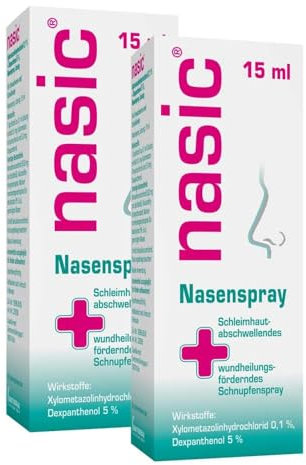 nasic Nasenspray mit dem Wirkplus| Abschwellendes & wundheilungsförderndes Schnupfenspray für Erwachsene & Schulkinder | Mit Xylometazolin & Dexpanthenol |Sparset mit 2 x 15 ml