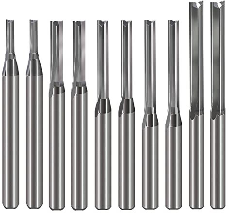 3.175mm Straight Router Bits Set (CED 1.0mm 1.5mm 2.0mm 2.5mm 3.175mm) Fresa Cutter 2 Flauti Doppio Bordo CNC Taglio Acciaio al Tungsteno per Legno MDF Acrilico Fresa