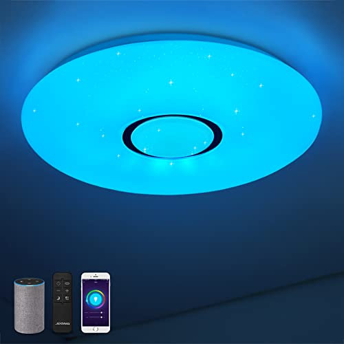 Alexa Deckenlampe Led 36W Smart Deckenleuchte 40CM, Farbwechsel, Sternenhimmel, steuerbar, Farbwechsel Lampen kompatibel mit Alexa Google Home Wifi Lampe Decken Wlan Leuchte Sprachsteuerung