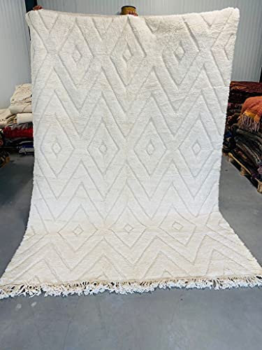 Marokkanische Beni ourain Berber Teppich Orient Teppich - 100% handgewebte natürlich Tribal Wolle Teppich - Diamant Formen - 286 x 200