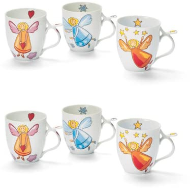 2 x NY teemando® mugg skyddsängel porslin, 3-faldigt sorterad 0,35 l