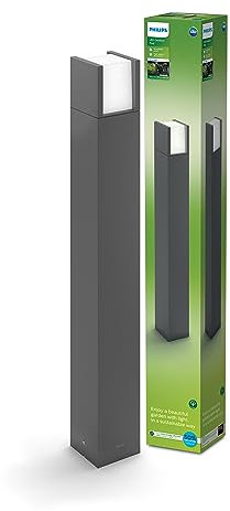 PHILIPS Arbour ultraeffiziente Wegeleuchte, 1x 3,8 W, warmweiß, anthrazit, Ultra Effizient (Eel A)