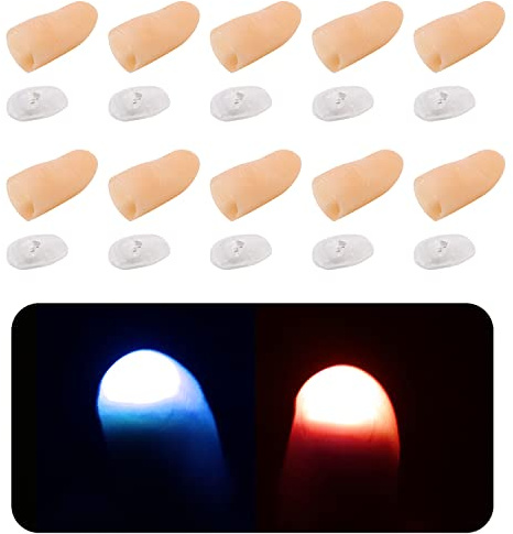 TIANNAIT 10pcs Magic Thumb Lights, Glow Finger Lights, Magic Props Fake Finger Lights pour Spectacles de Magie, fêtes, etc. (lumière Rouge, lumière Bleue)