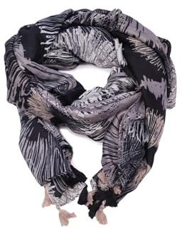 QUEEN HELENA Sciarpa Invernale Calda Scialle Foulard Fantasia Casual Donna SC22-14 (Nero, Taglia Unica)