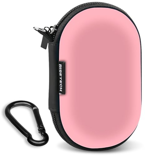 RISETECH Earbud Case Wired Earphone Hard EVA Small Zipper Pouch IEM Case Compatible with In Ear Monitor, Oval Wireless Earbuds, Beats Studio Buds, Tozo Golden X1, Soundcore Space A40 Pink