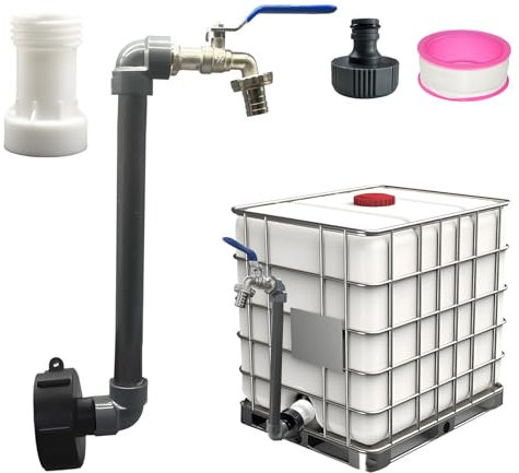 IBC Gooseneck 3/4 Inch Outlet Tap, IBC Adapter Tank Valve, S60 x 6 Tap Stopcock, 3/4 Inch, IBC Tank Accessories for Rainwater Tank, Water Barrel, Rain Barrel IBC Container (A)