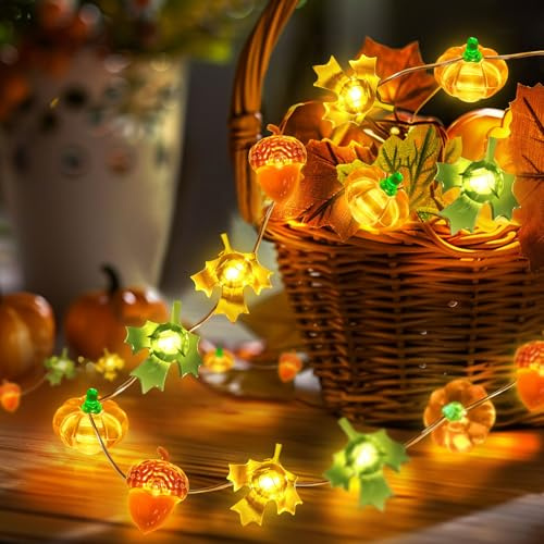 Coquimbo decorazione Catena Luminosa 3M 30LED Zucca Foglia D'acero Nocciola Batteria Alimentata Autunnali per Ringraziamento Halloween Festa