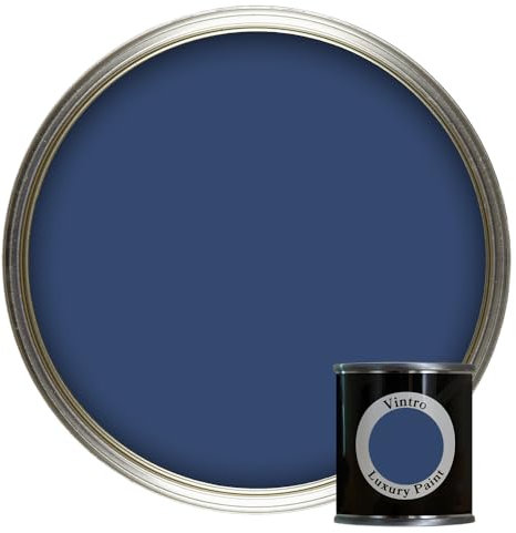 Vintro Paint | Luxury Matt Emulsion | Smooth Chalky Finish | Multi Surface Paint | for Walls, Ceilings, Wood and Metal | 125ml (Dark Blue - Northern Star)