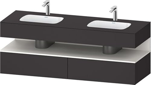 Duravit Qatego lavabo encastré avec meuble sous-lavabo en console, 1600x550x600mm, niche blanche supermat, lavabo double, QA4797084800010, Couleur: Graphite