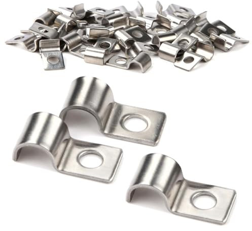 XoeLLe 50 Stück U-Schlauchschellen, Schlauchschelle, Edelstahlschelle, Metallschelle, Schlauchschelle, U-Tube, Klemmring, Rohrbefestigung, Befestigungsschelle Ø 6 – 7 mm