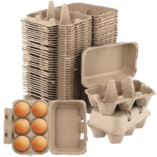 SOUJAP Lot de 40 boîtes à œufs en carton de 6 pièces, demi-douzaine de cartons d'œufs en papier pour stocker des œufs de poule, 15 x 10 x 7 cm