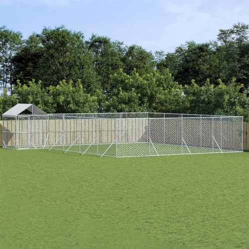 Robusto cucciolo per cani da esterno con tetto, 10 x 8 x 2,5 m, in acciaio zincato per cani, polli, conigli e anatre, recinto sicuro