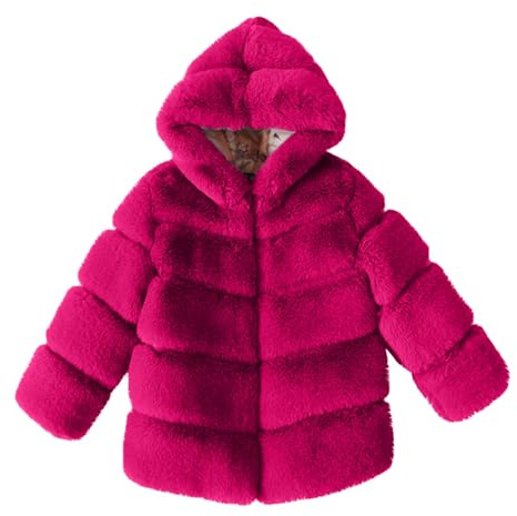 Manteaux en Fausse Fourrure Fille Hiver Veste en Fausse Fourrure pour Enfants Filles en Fausse Chaude Vestes à Capuche Blouson d'hiver Manteaux et Blousons Ado Chaude en Peluche pour 2-13 Ans
