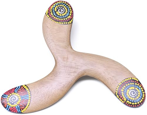 Australian Treasures Boomerang Air, gul, lätt 3-bladsdesign, 22 cm, träkonstruktion för barn, säker och enkel att hantera