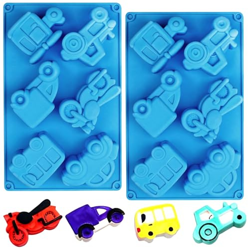 YXHZVON Silikonform choklad, 2 stycken bilar, motorcyklar chokladform, non-stick chokladform för kakor, gelé, fondantformar