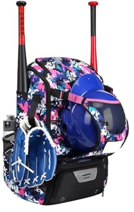 Genérico Béisbol – Mochila Bate Baseball | Equipamiento Softbol | Mochila Deportiva Ligera con Gancho, Compartimento Zapatos, Gran Espacio Casco Guantes Entrenamiento Viaje Partido