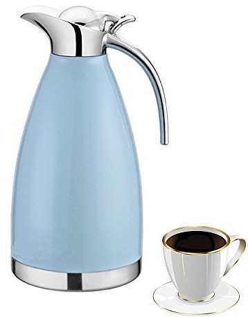 OnePine 2L/68oz Jarra Térmica Acero Inoxidable Doble Pared Aislado al vacío Cafetera, zumo/leche/té Jarra Termo, agua caliente y agua Fría para (Azul)