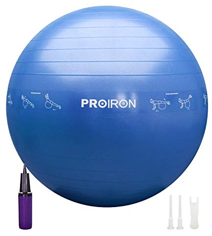 PROIRON Pelota de Pilates 75cm- Fitball Anti-Burst con Patrón de Pose Grueso Pelota de Ejercicio,Yoga, Fitness, incluidos Bomba (Azul)