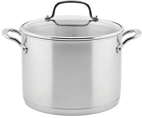 KitchenAid 3-Ply Base Brushed Stainless Steel Stock Pot/Stockpot with Lid, 8 Quart