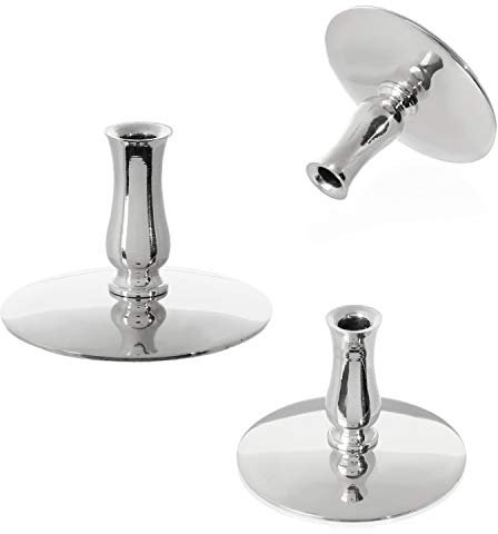 NKlaus 3x Portavelas Latón niquelado Portavelas de Altar Finas Velas Rituales Velas de Cera de Abejas hasta Ø6,7mm Candelero Boda 6733