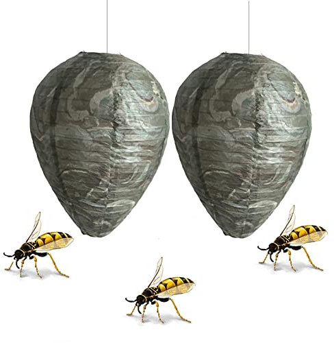 Anti Guepe Anti-Frelons Bombe Guepes Leurres pour Nids De Guêpes Répulsifs à Abeilles, Guêpes et Frelons Piège à Guêpes Leurre de Nid de Guêpe Faux pour Maison et Jardin Extérieur- 2 Pièces
