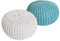 kreatives Wohnen Pouf Set 2 Stück Strickhocker Bodenkissen Grobstrick-Optik Ø 55 cm H 37 cm weiß & Mint Sitzhocker