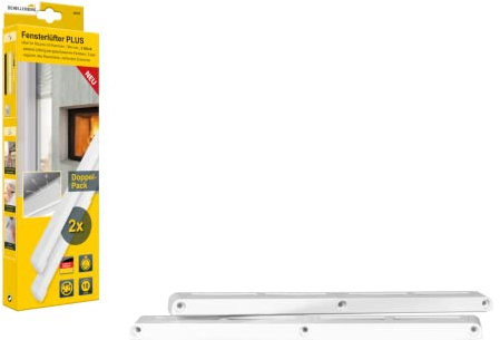 Schellenberg 46605 Fensterfalzlüfter Plus Starterset, Fensterlüfter Doppelpack, automatische Lüfterklappen, Montage am Fensterrahmen, weiß