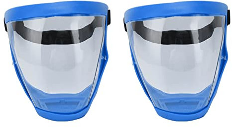 Gesichtsschutzschild, 2 Stück Vollgesichtsschutz, staubdicht, transparent, Gesichtsschutz für Kinder, Erwachsene, Männer, Frauen, Wiederverwendbarer Spritzschutz für das Gesicht (Erwachsener blau