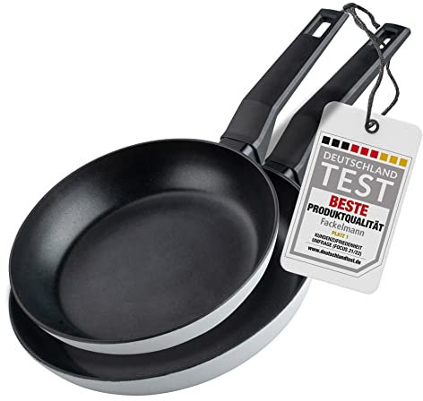 Fackelmann Set di 2 padelle Balance 20 + 24 cm, padelle antiaderenti in alluminio riciclato al 90% con manico ergonomico in plastica, padelle a induzione rivestite per cucinare e friggere