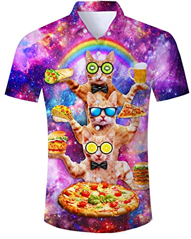 TUONROAD Camisa Hawaiana para Hombre 3D Camisas de Playa Manga Corta Casual Camisas M-XXL