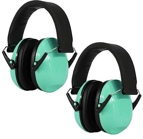 Kriogor 2 Pack Ear Defenders Children, 27dB SNR Noise Cancelling Headphones Hearing Protection Earmuffs, Adjustable Soft Adults Kids Ear Defenders Protectors for Autism Airplane Study Fireworks (Mint)